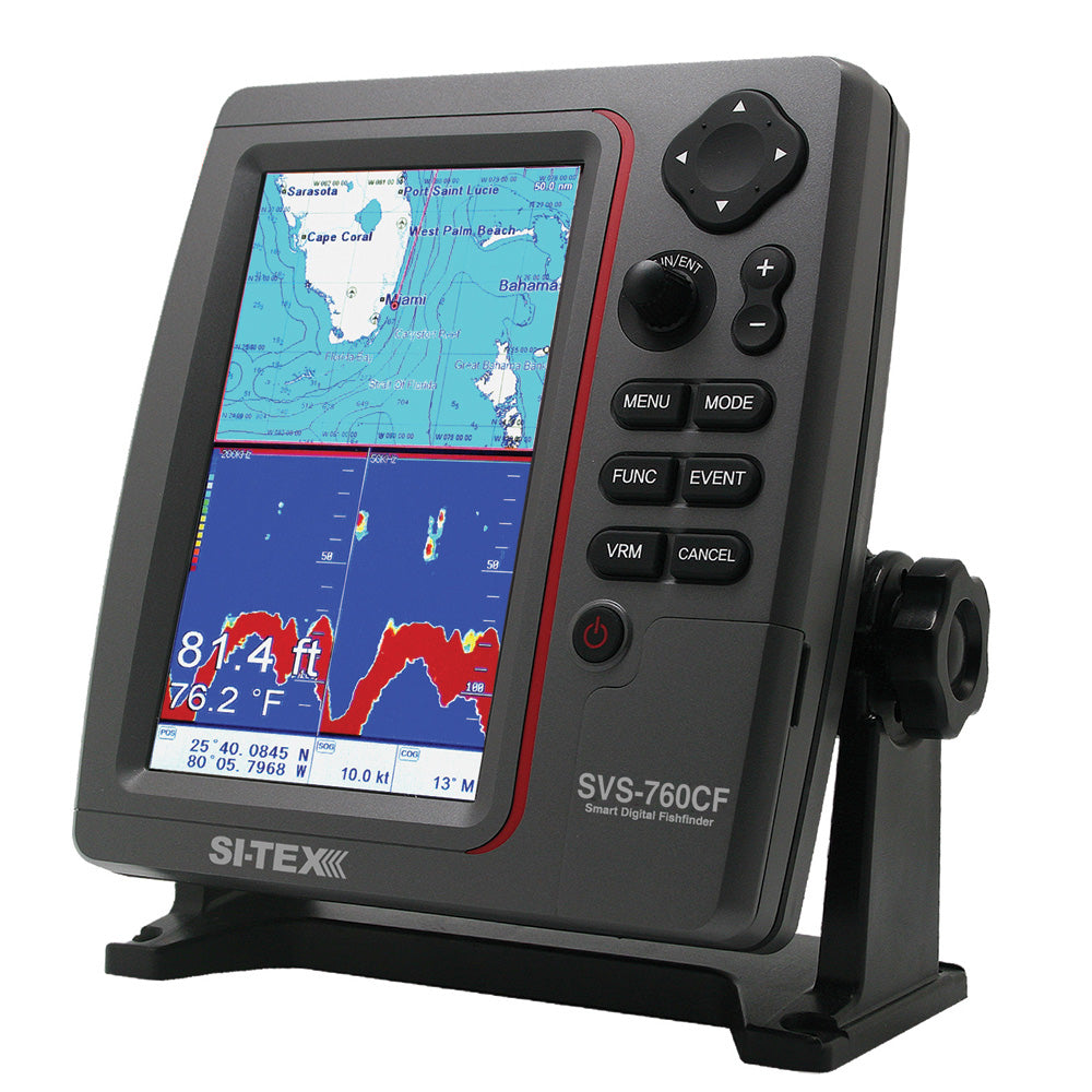 SITEX GPS Dual Frequency 600W Sonar System  7 Color LCD wInternal  External GPS Antenna  CMAP 4D Card SVS760CF