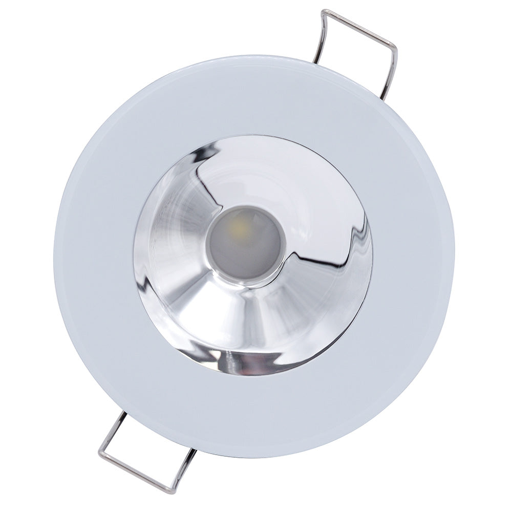 Lumitec Illusion Flush Mount LED Down Light  Spectrum RGBW  Cool White  White Housing  Chrome Reflector 117137