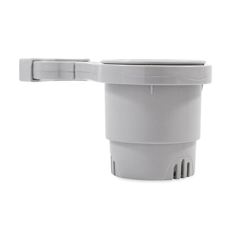 Camco ClampOn Rail Mounted Cup Holder  Small for Up to 114 Rail  Grey 53093